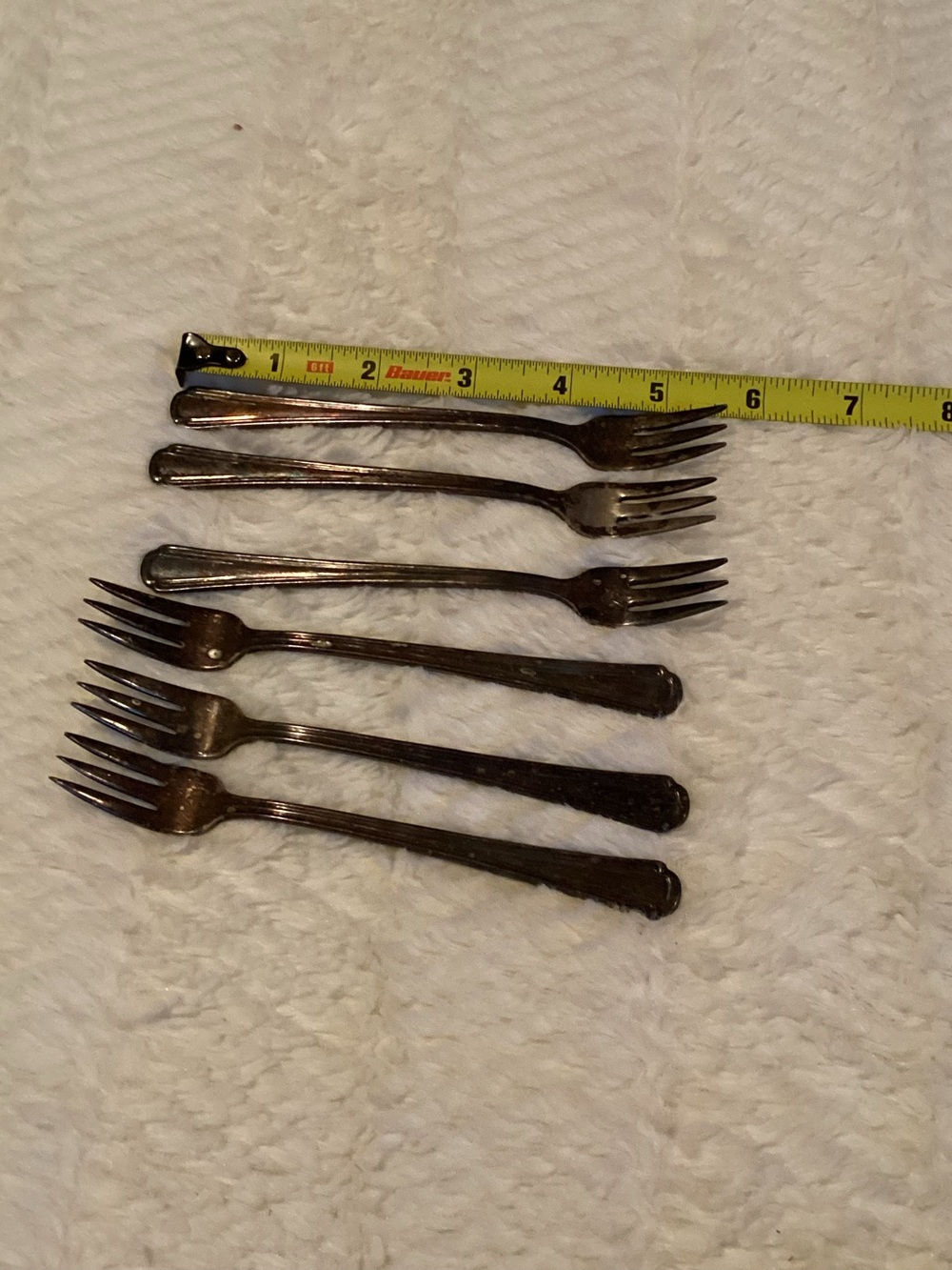 Silver Plate Victor S. Co. Forks 6 Appetizer Seafood Dessert Forks Set Vintage